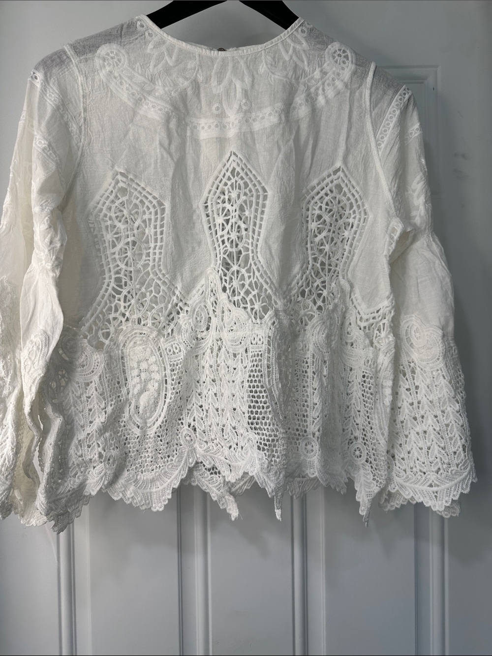 Women's White Crochet Lace Blouse - Delicate Boho Top